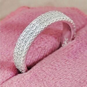 Elegant Sterling Silver Band Eternity Ring